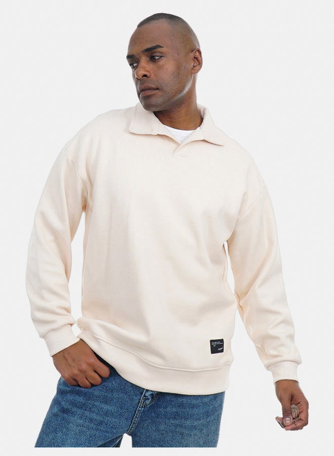 FIRE WOOD FireWood Cashmere Knit Pullover Sweater long sleeve For Men- Light Beige - Image 2